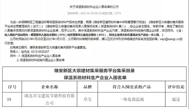 卓宝上榜雄安新区拟入围集采目录