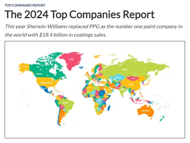 排名再次上升！嘉宝莉连续14年登上全球顶级涂料企业排行榜