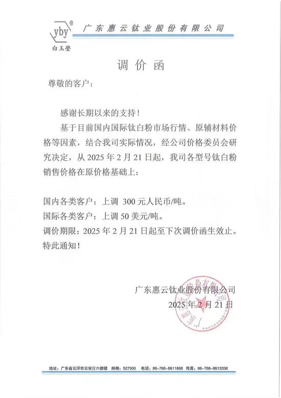 龙佰引发12家钛白粉企业涨价！